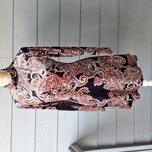 Bebop Long Sleeve Velour Turtleneck Paisley Dress Size Large Boho Hippie Velvet